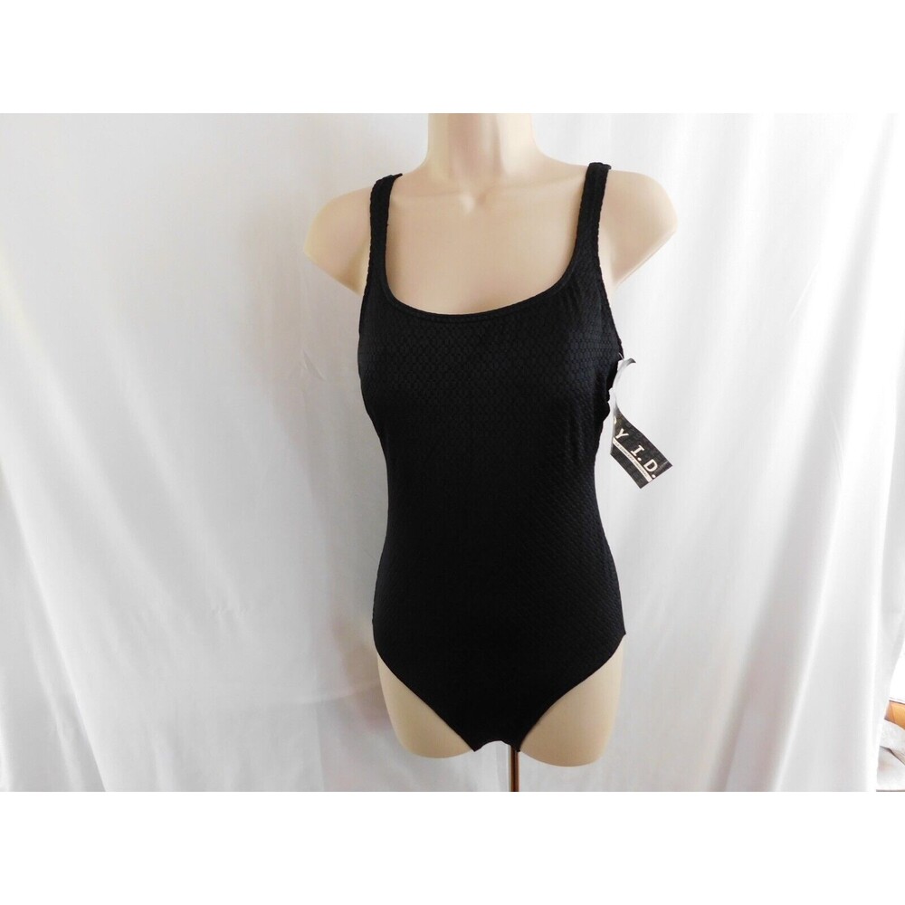 Vtg Body I.D. Swimsuit Women's Baltex Black One Piece Bathing Suit Size 12